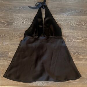 Zara Black Satin Halter Mini Dress